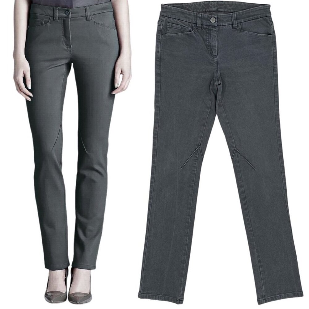 Reiss 1971 Ross Dart Low-Rise Slim Leg Stretch Denim Jeans in Gray Womens Size 2